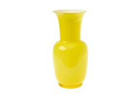 Vaso Opalino vetro di Murano ginkgo biloba e lattimo