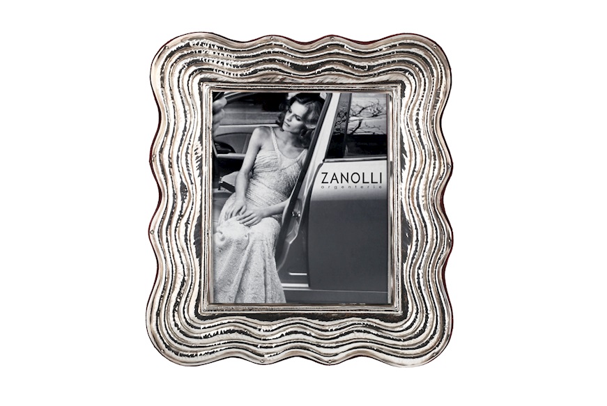 Picture frame Dora silver with engraved band Selezione Zanolli