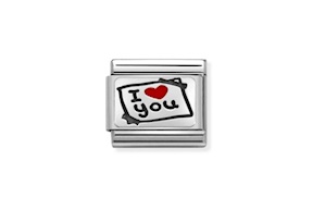Cartolina I love you Composable acciaio argento e smalto Nomination