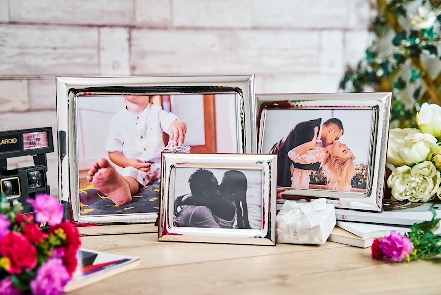 Picture Frame bilaminated Silver with hammered band Zanolli