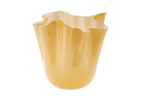 Vaso Fazzoletto vetro di Murano opalino ambra e lattimo
