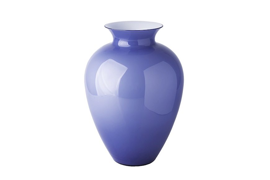 Vaso Labuan vetro di Murano colore indaco e lattimo Venini
