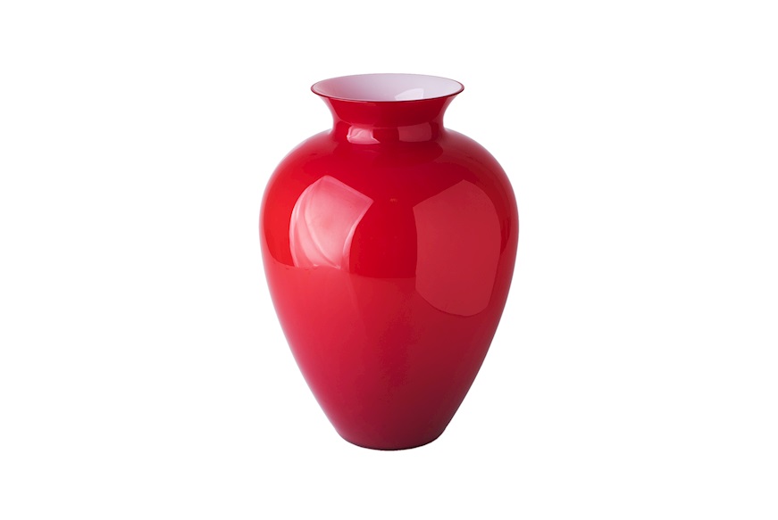 Vase Labuan Murano glass red milk white Venini