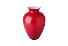 Vaso Labuan vetro di Murano colore rosso e lattimo