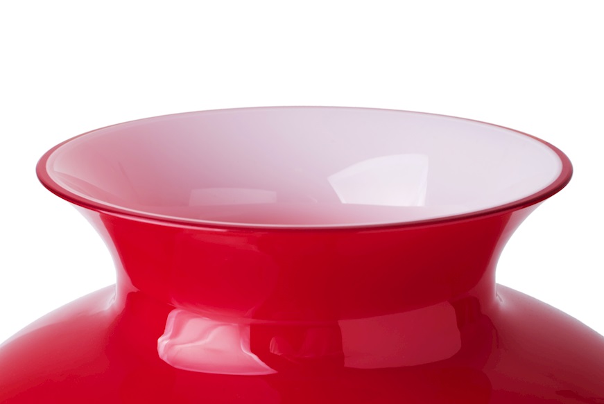 Vaso Labuan vetro di Murano colore rosso e lattimo Venini