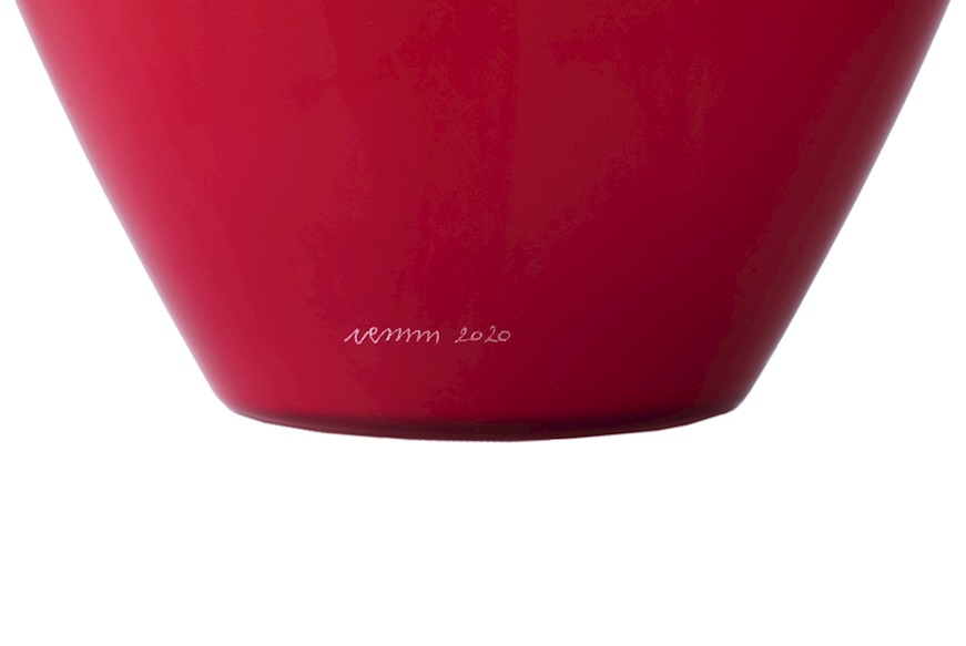 Vaso Labuan vetro di Murano colore rosso e lattimo Venini