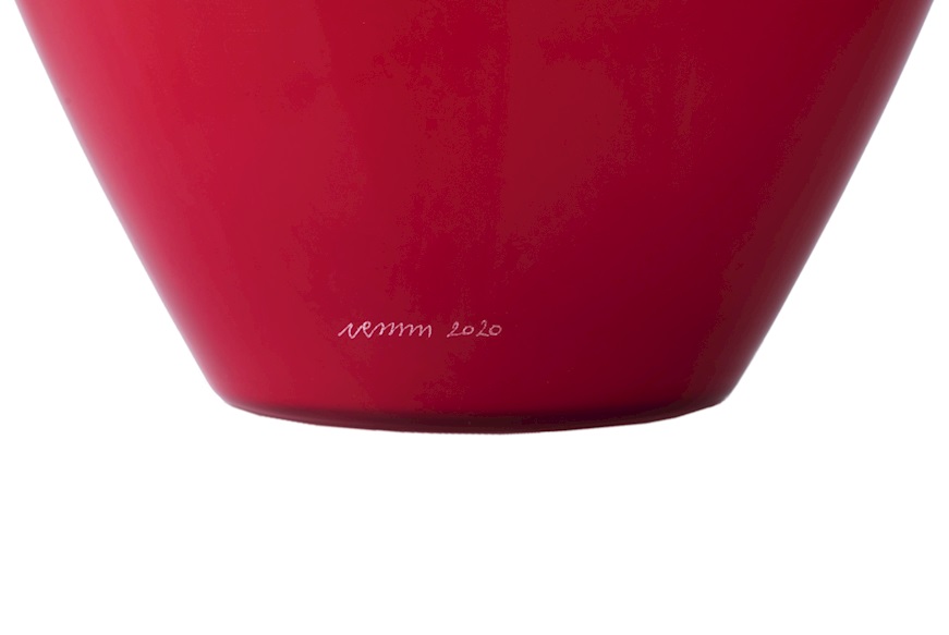 Vase Labuan Murano glass red milk white Venini