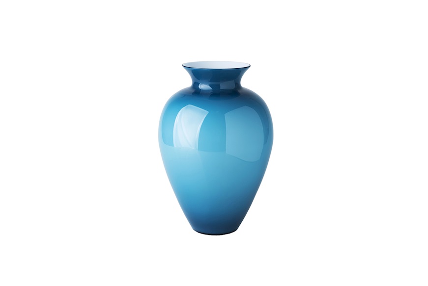 Vaso Labuan vetro di Murano orizzonte e lattimo Venini