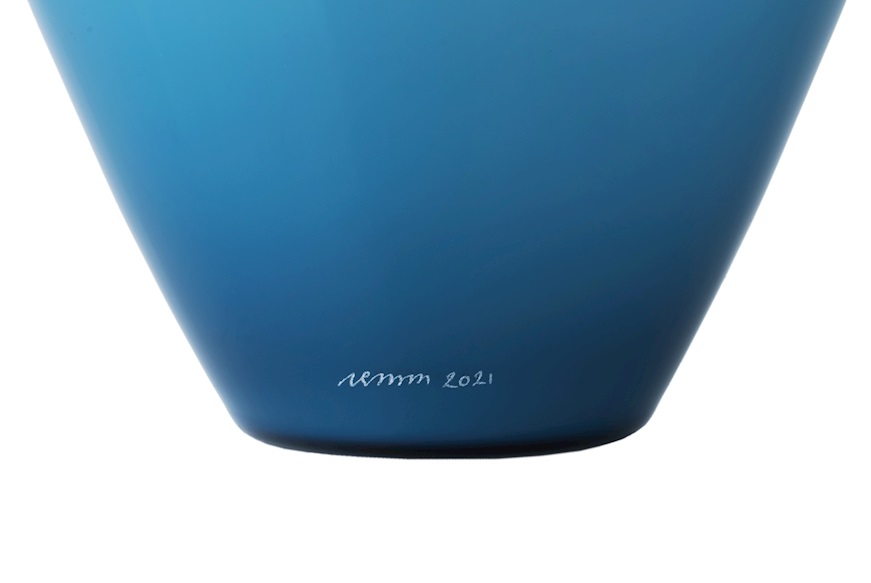 Vaso Labuan vetro di Murano orizzonte e lattimo Venini