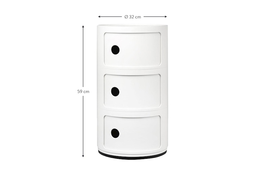 Cassettiera Componibile Recycled a tre elementi colore bianco Kartell