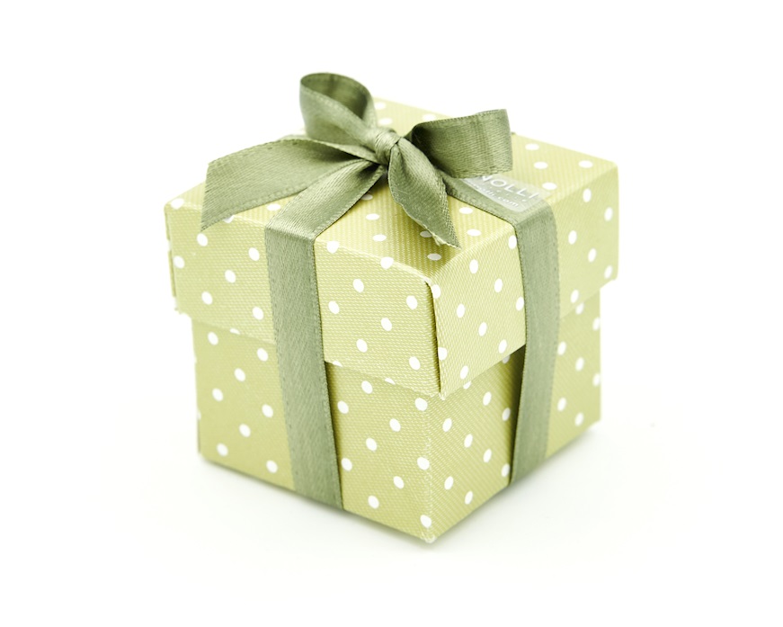 Scatola per bomboniera Dots menta con coperchio e confetti Selezione Zanolli