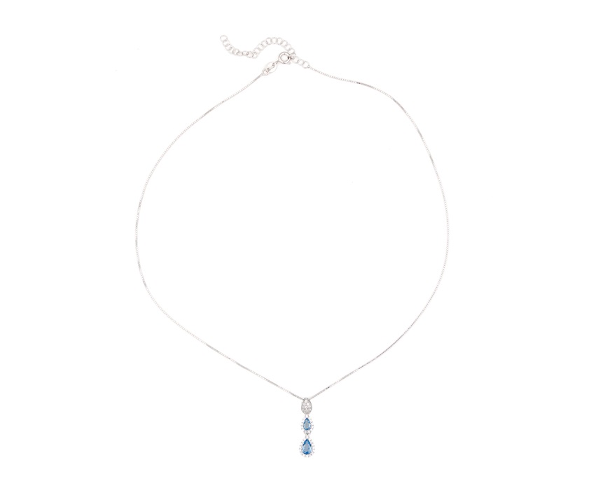Collana Luce argento con cubic zirconia e zirconi acquamarina Sovrani