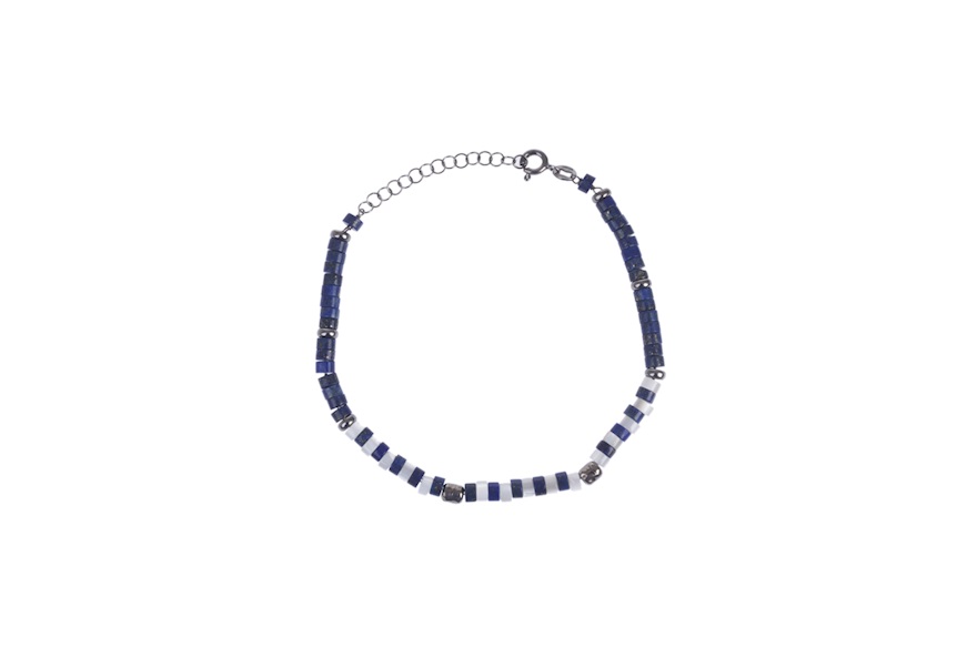 Bracelet silver burnished with blue onix and nacrè Selezione Zanolli