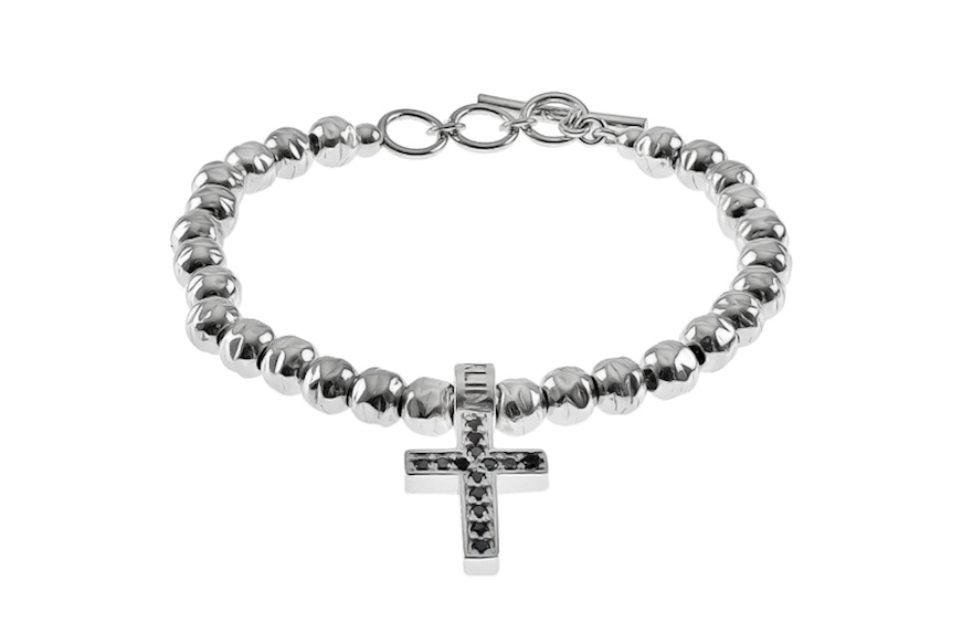 Bracciale Cross argento con zirconi neri Maria Cristina Sterling