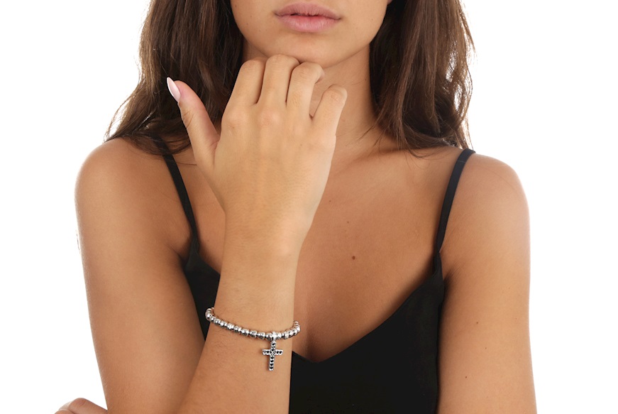 Bracciale Cross argento con zirconi neri Maria Cristina Sterling