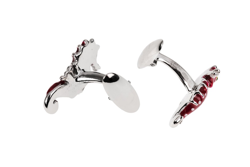 Cufflinks silver seahorse in red enamel Selezione Zanolli