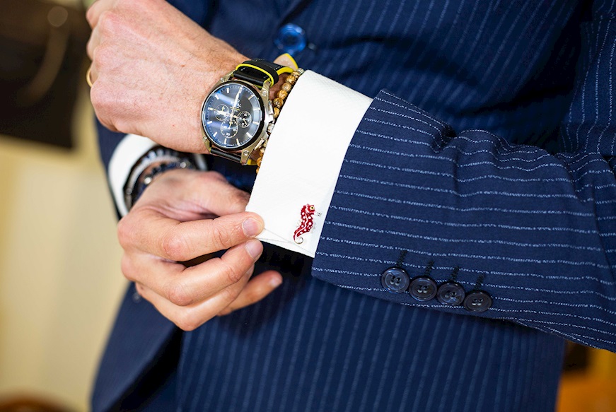 Cufflinks silver seahorse in red enamel Selezione Zanolli