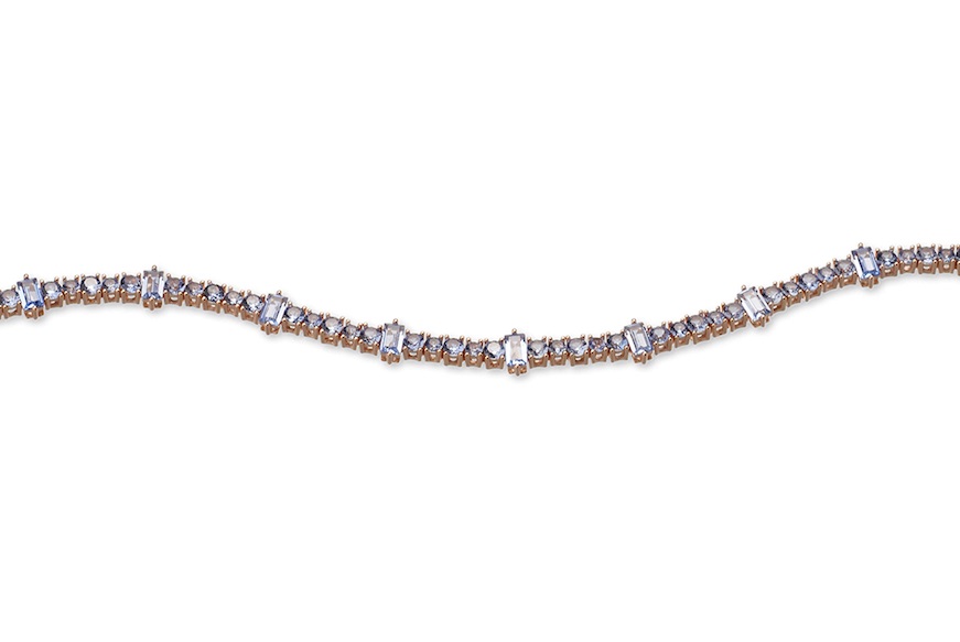Bracelet Luce silver rosè with aquamarine zircons Sovrani
