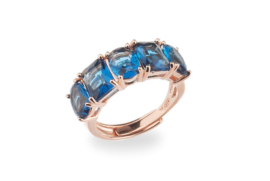 Ring Luce silver rosè with sapphire zircons Sovrani