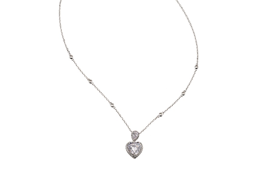 Collana Luce argento con ciondolo cuore e cubic zirconia bianchi Sovrani