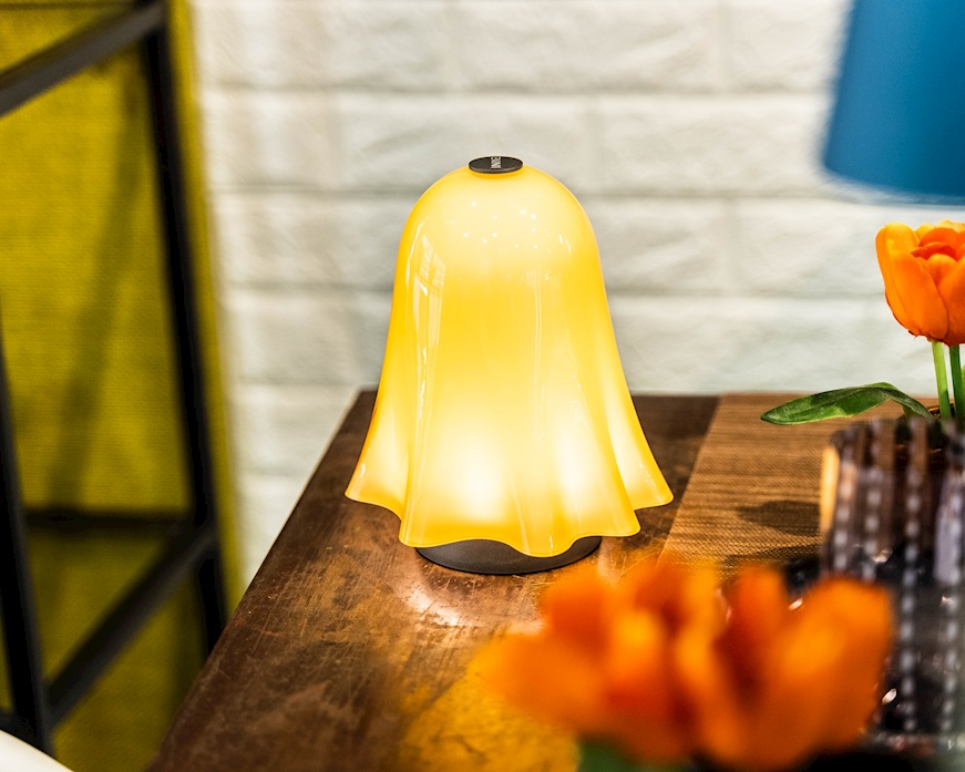 Table lamp Fantasmino Murano glass amber Venini