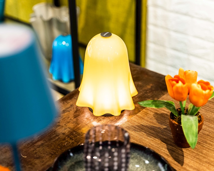 Table lamp Fantasmino Murano glass amber Venini