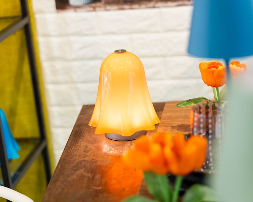 Table lamp Fantasmino Murano glass orange Venini