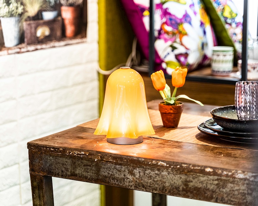 Table lamp Fantasmino Murano glass orange Venini