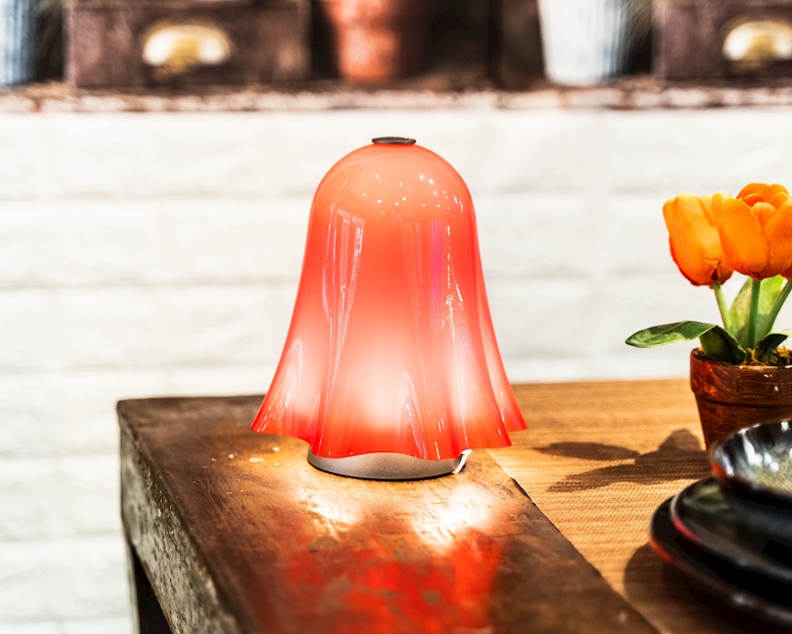 Table lamp Fantasmino Murano glass red Venini