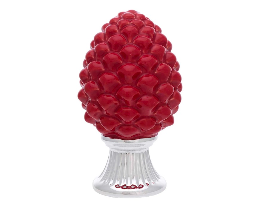 Soprammobile Pigna Rossa porcellana con base argentata Selezione Zanolli