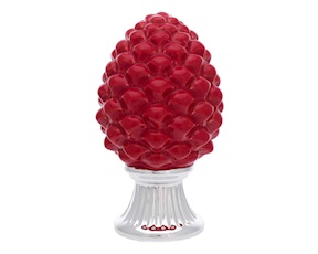Soprammobile Pigna Rossa porcellana con base argentata