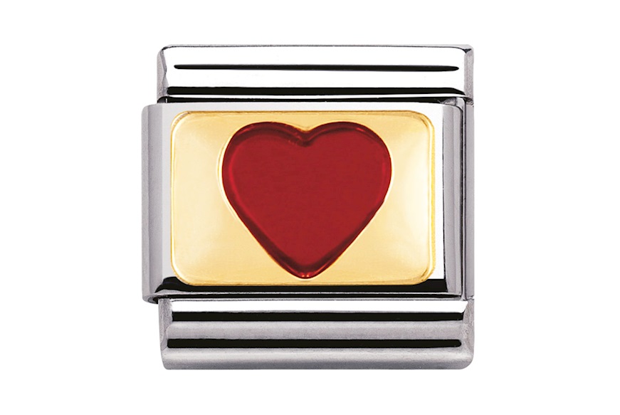 Cuore Rosso Composable acciaio oro e smalto Nomination