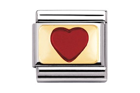 Red Heart Composable steel gold and enamel Nomination