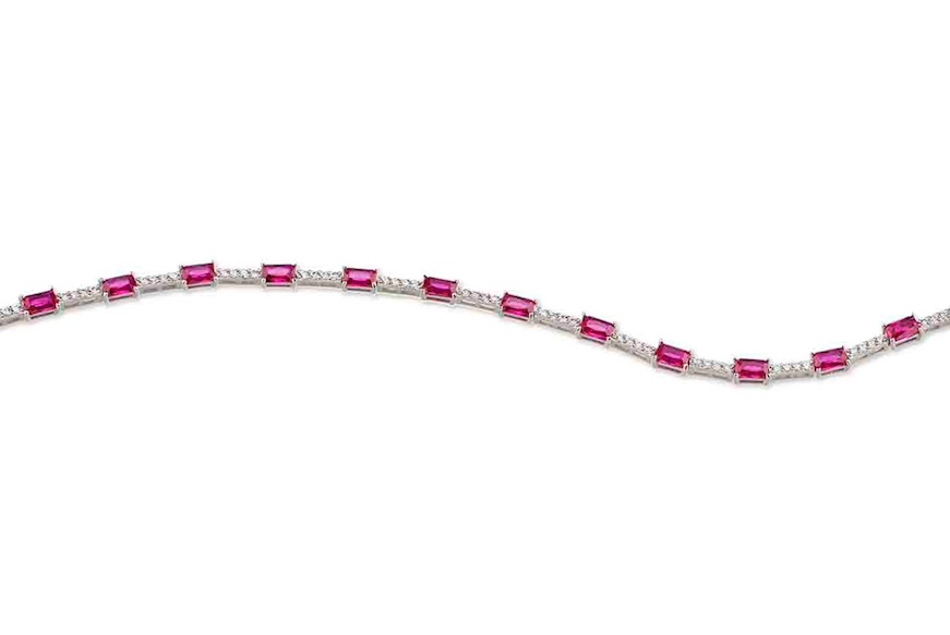 Bracelet Luce silver with cubic zirconia and ruby zircons Sovrani