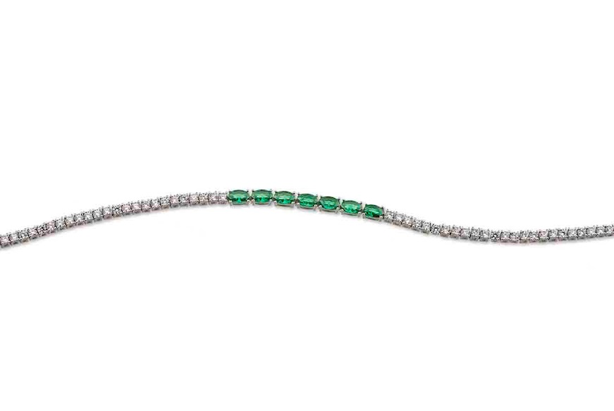 Bracelet Luce silver with cubic zirconia and emerald zircons Sovrani