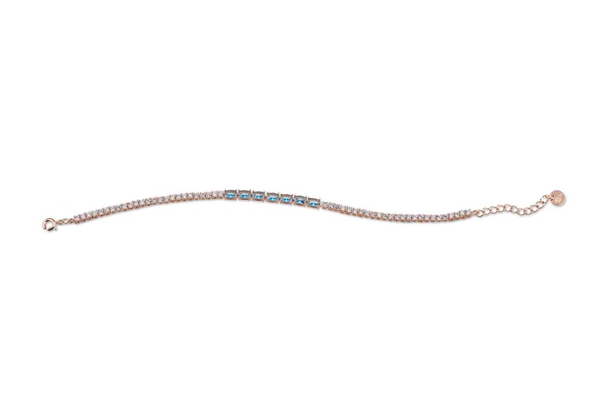 Bracciale Luce argento rosè con cubic zirconia e zirconi acquamarina Sovrani