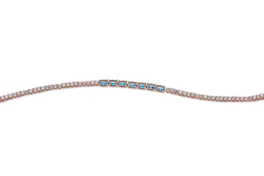 Bracciale Luce argento rosè con cubic zirconia e zirconi acquamarina Sovrani