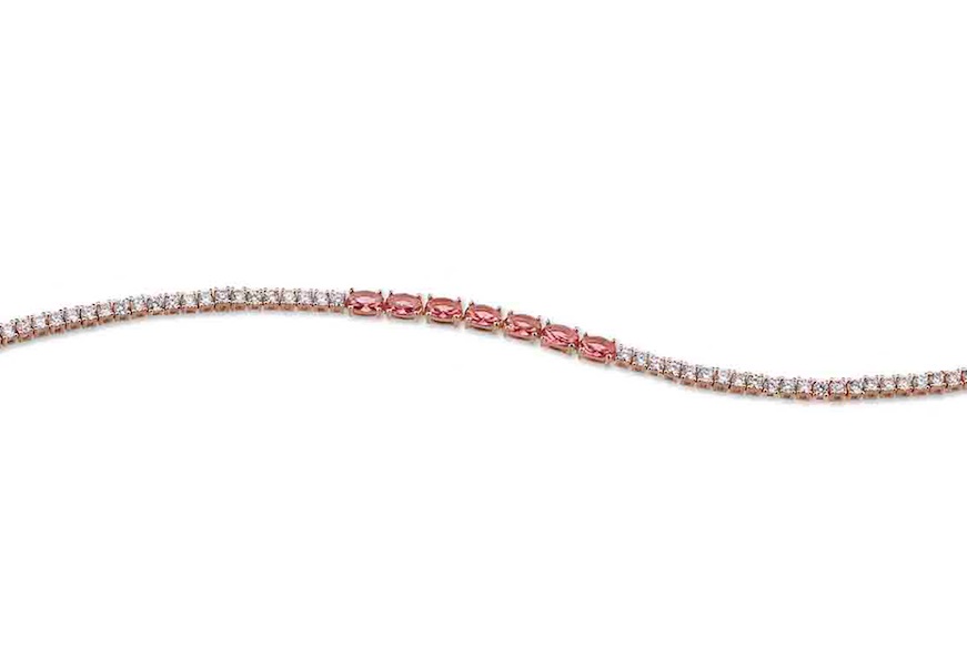 Bracciale Luce argento rosè con cubic zirconia e zirconi rubino Sovrani