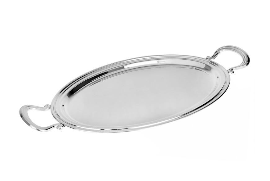 Oval tray silver with handles Selezione Zanolli