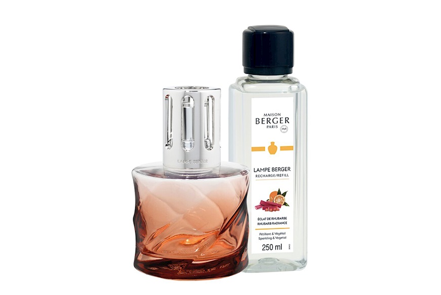 Gift Pack Lamp Spirale Rose Ambre with 250 ml perfume Eclat de Rhubarbe Maison Berger Paris