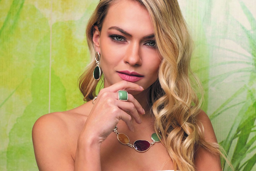 Collana Mediterranea argento con labradorite, giada miele, corniola, avventurina e madreperla Selezione Zanolli