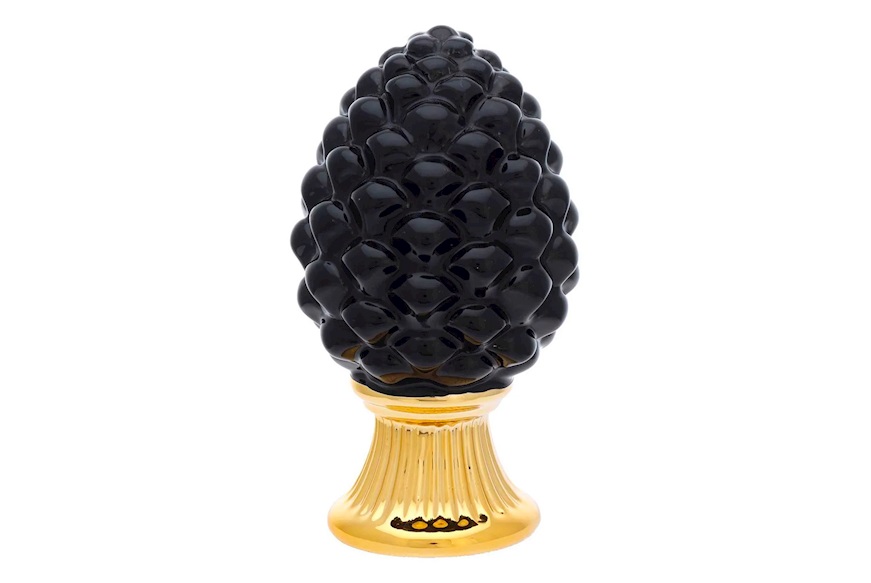 Black Pine Cone porcelain with golden base Selezione Zanolli