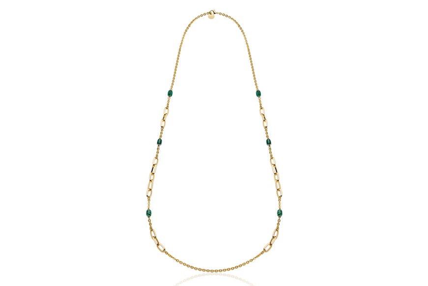 Necklace Essenza in gilt bronze with malachite Unoaerre
