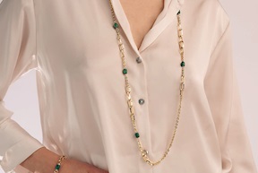 Collana Essenza in bronzo dorato con malachite Unoaerre