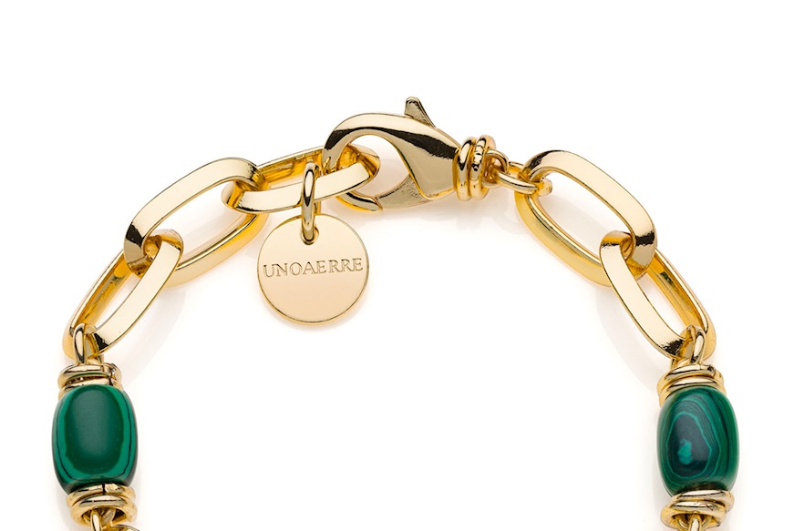 Bracciale Essenza in bronzo dorato con malachite Unoaerre
