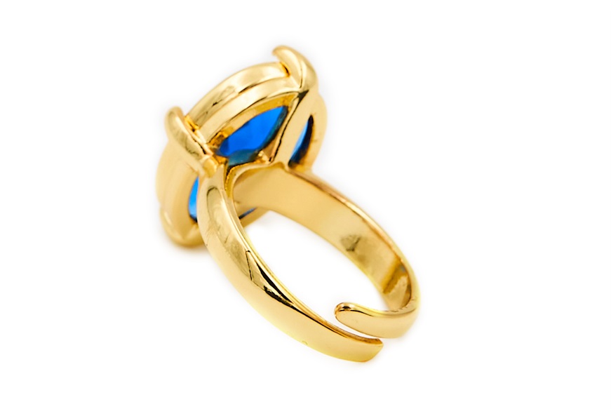 Anello Jaipur in bronzo dorato con cristallo blu Unoaerre