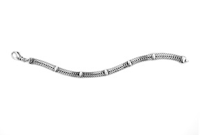 Bracciale Uomo Deep argento a maglia piatta con fascette bombate Sovrani