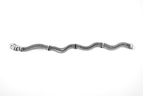 Bracciale Uomo Deep argento a coda di topo con zirconi neri Sovrani
