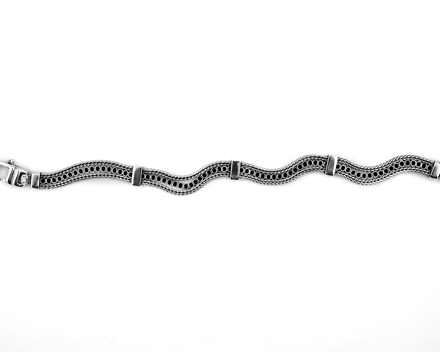 Bracelet Deep silver with black zircons Sovrani