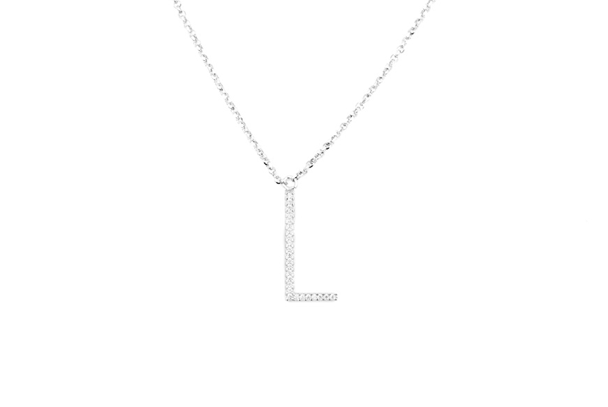 Necklace Dancing Names silver with L letter pendant in cubic zirconia Sovrani